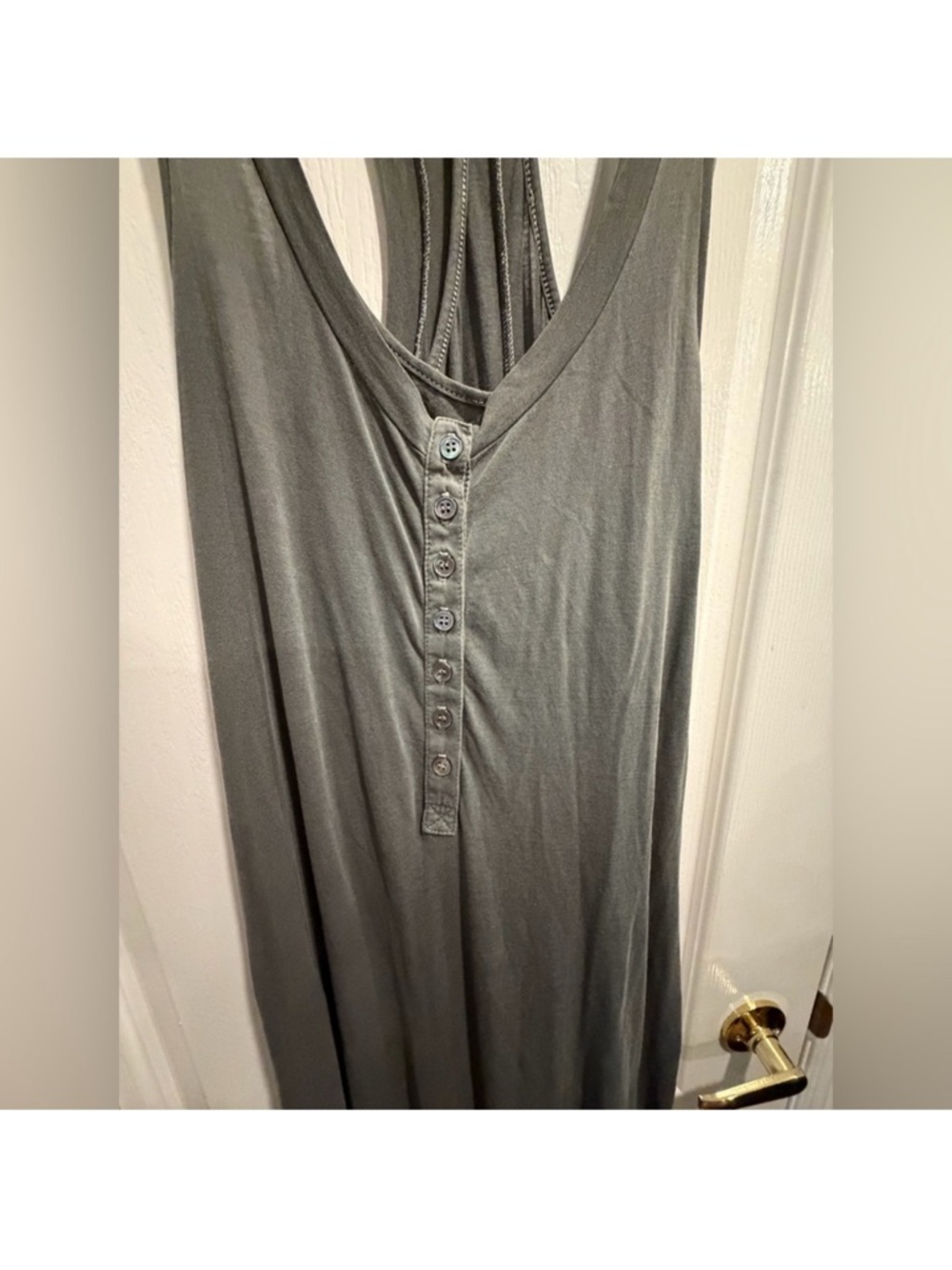 James Perse Gray Button-Front, Racerback Maxi Dress - Picture 6 of 10